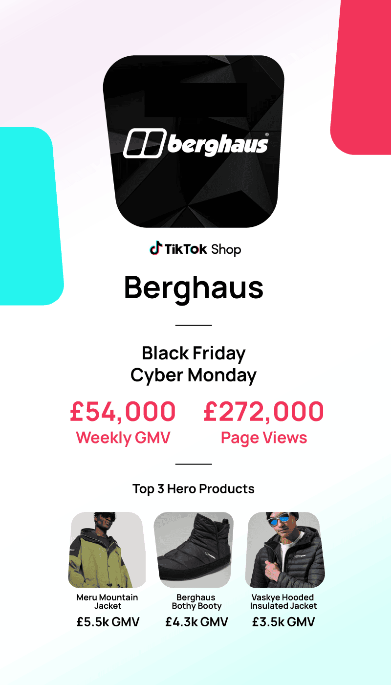 Berghaus logo promoting TikTok shopping for Black Friday and Cyber Monday deals.